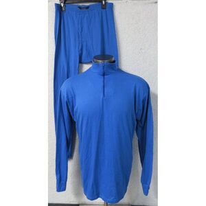 Mens Vintage The North Face Base Layer Track Suit 1/4 Zip With Pants Blue USA XL